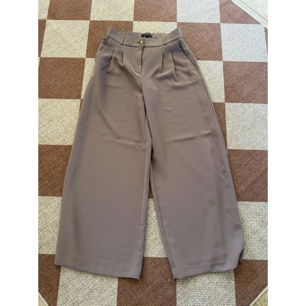 LOFT versa Taupe Mauve Wide Leg Pleated Trousers High Rise Pants Size 6